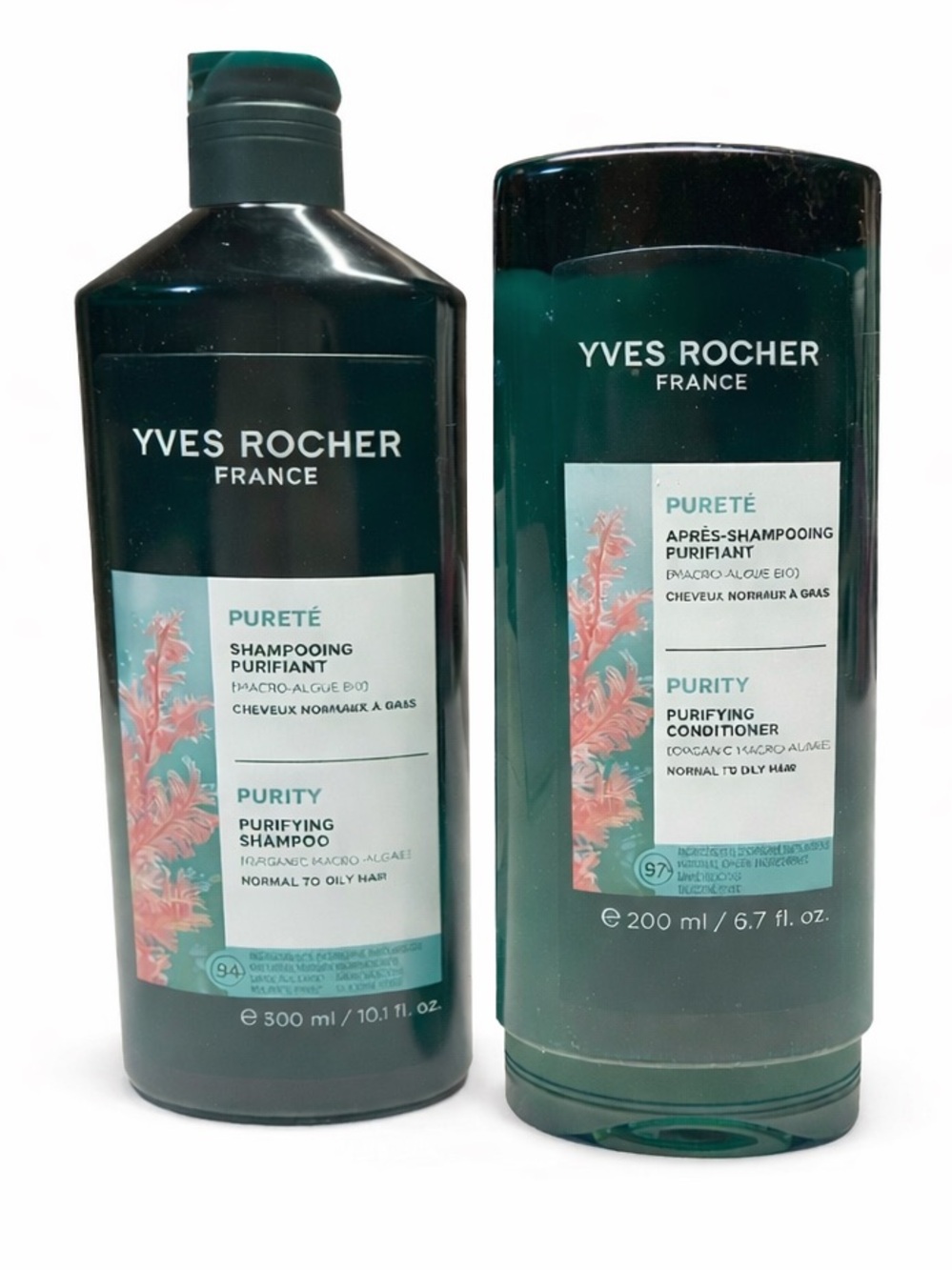 Yves Rocher Purity Pure Detox Deep Cleaning Purifying Conditioner Shampoo Set